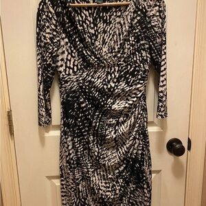 Lauren Ralph Lauren Elegant Black and White Patterned Dress Sz 4 EUC!!